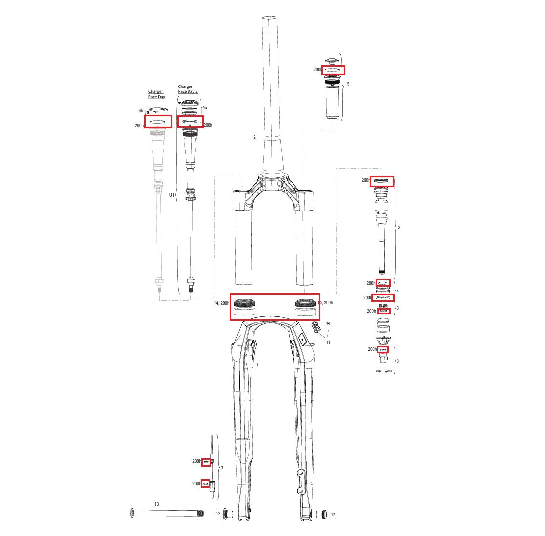 ROCKSHOX RUDY XPLR BASE/ULTIMATE A1 (2022) Wartungskit 200 h/An