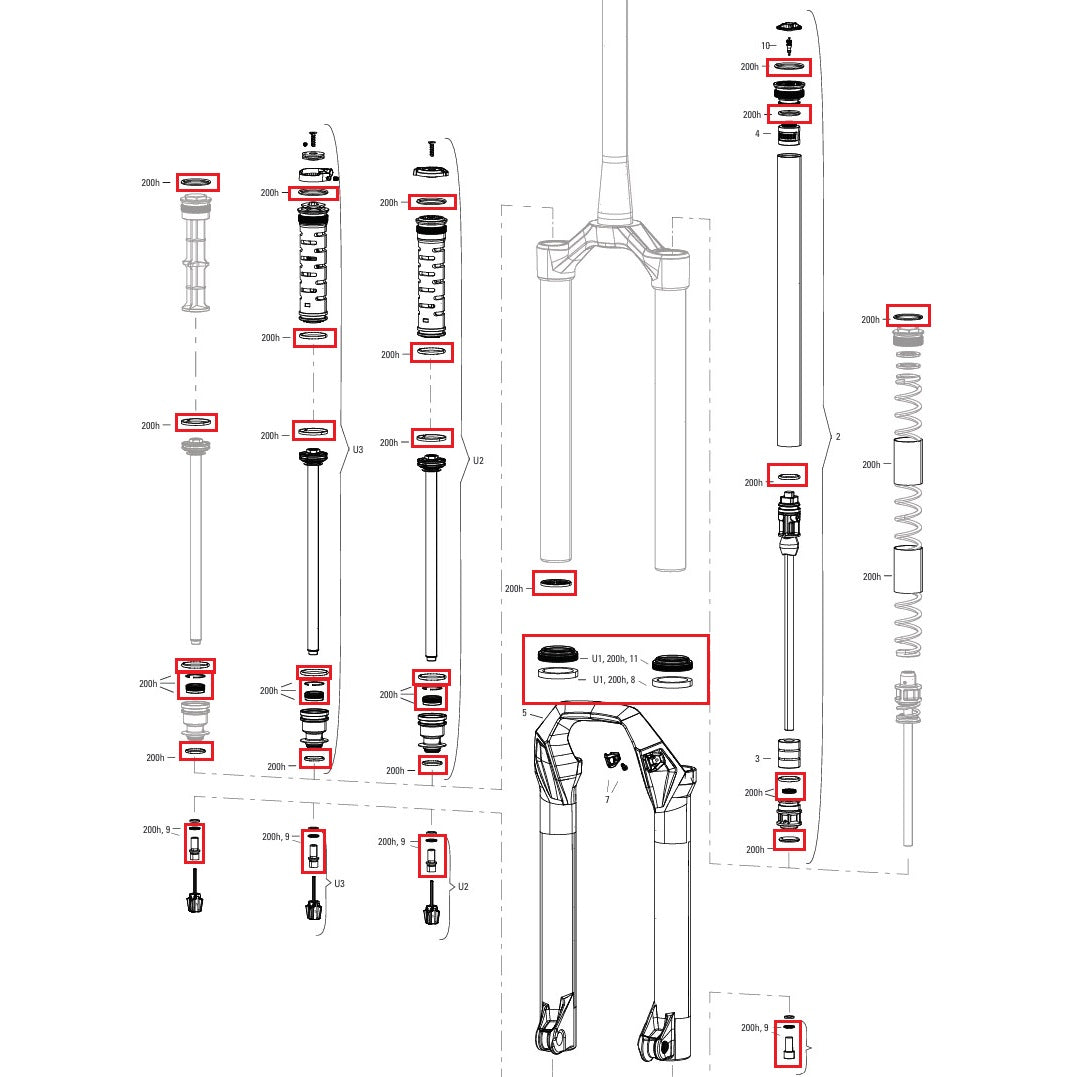 ROCKSHOX PSYLO Silver (2025+) Generationen A 200 Std./Jahr Wartungskit