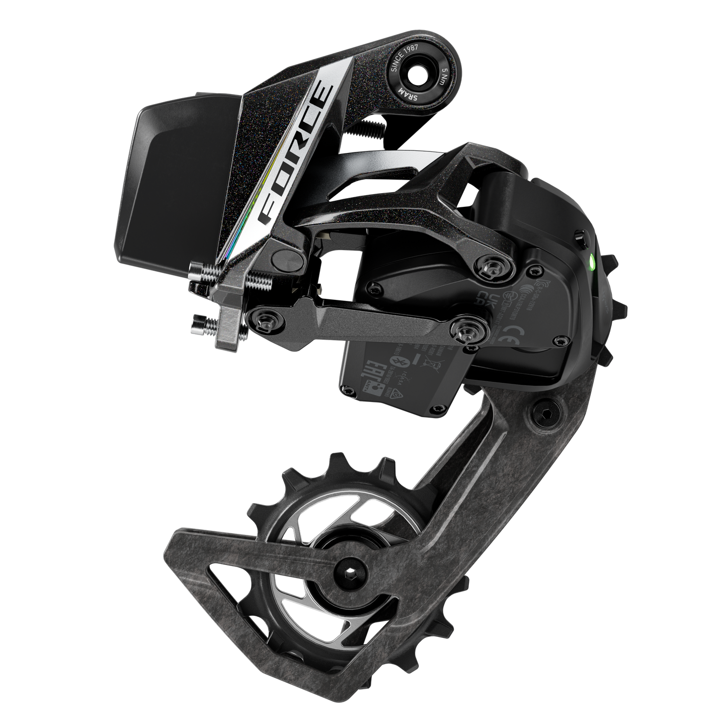 Hinterer Umwerfer SRAM FORCE AXS E1 2x12V Max 36 Zähne (Ohne Batterie)