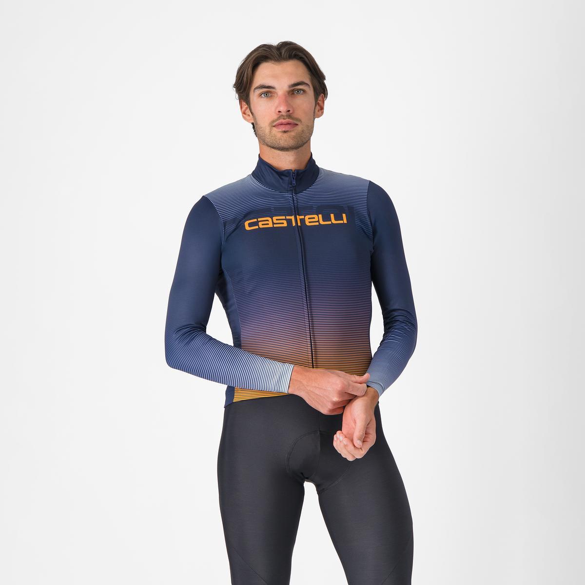 Trikot CASTELLLI APICE THERMAL Langarm Blau/Orange