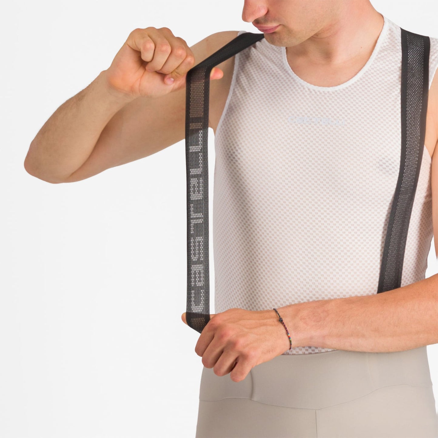 CASTELLI ESPRESSO Kurze Trägerhose Beige