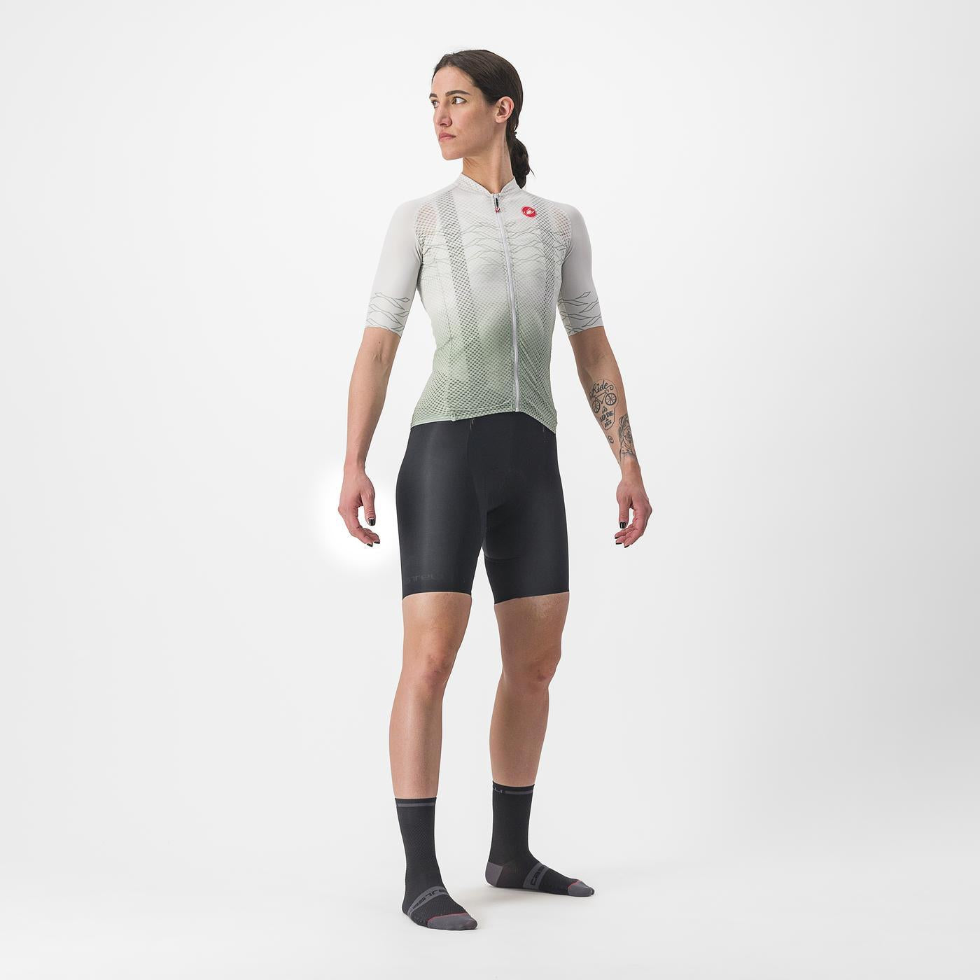 Trikot CASTELLI CLIMBER'S 2.0 W Damen Kurzarm grau/grün