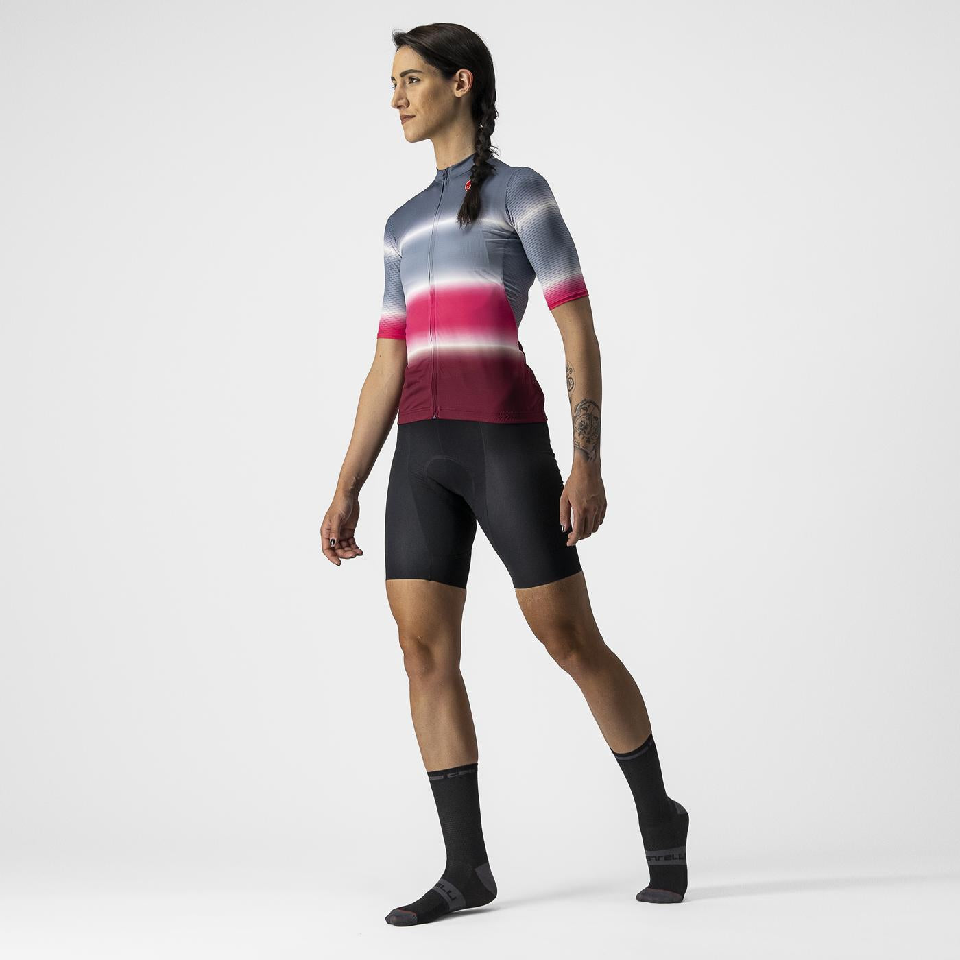 CASTELLI DOLCE Damen Trikot Kurzarm Blau/Bordeaux