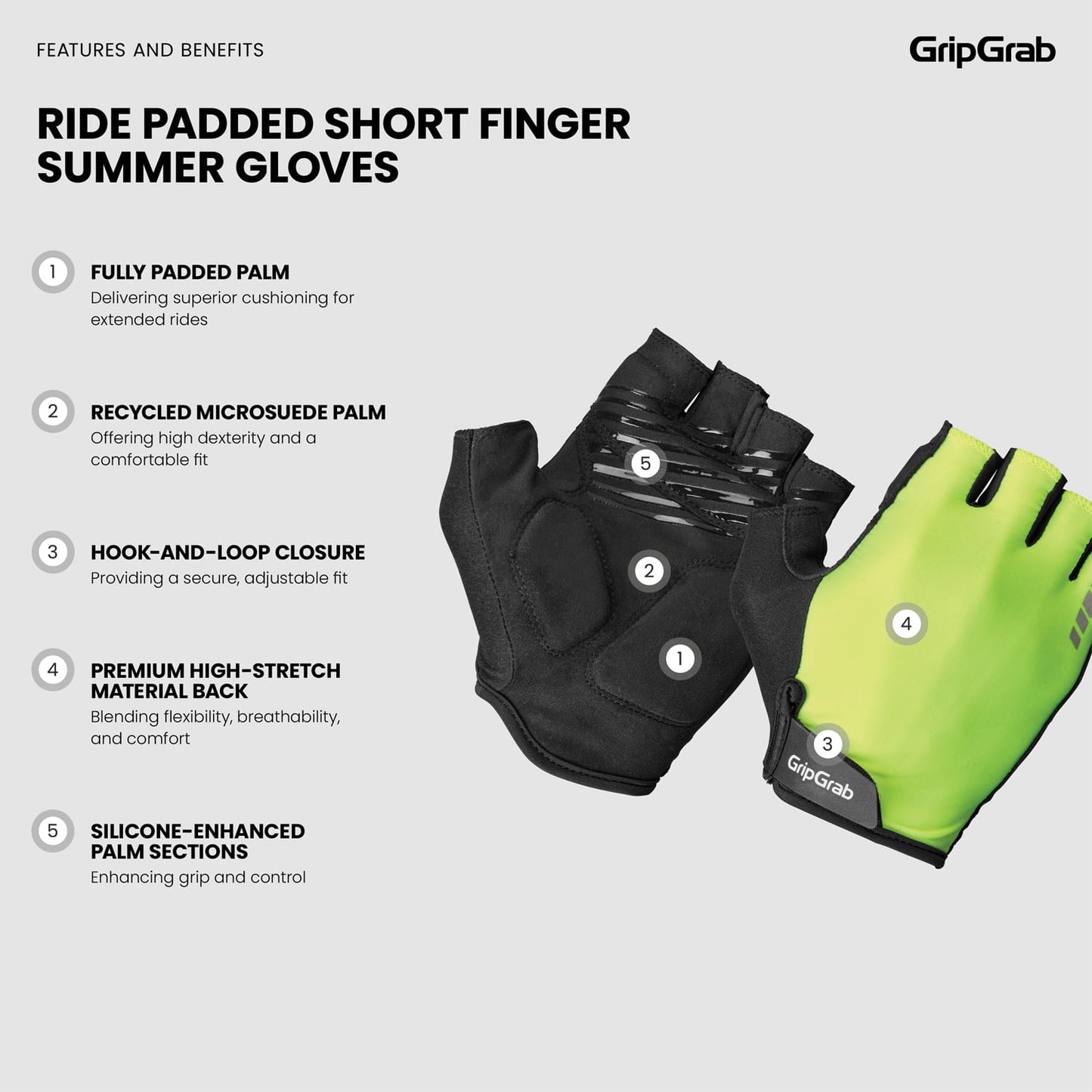 Handschuhe Kurz GRIPGRAB RIDE RC MAX Gelb
