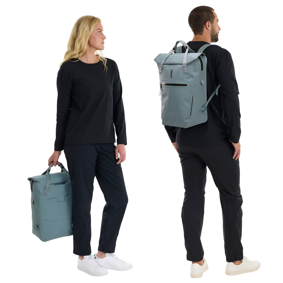 Paar THULE SHIELD Gepäckträgertaschen mit Inlock Rucksack 22 L Blau