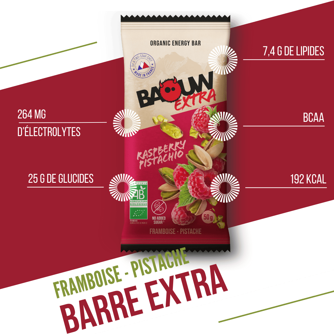 Energieriegel BAOUW BIO EXTRA Himbeer-Pistazie (50g)
