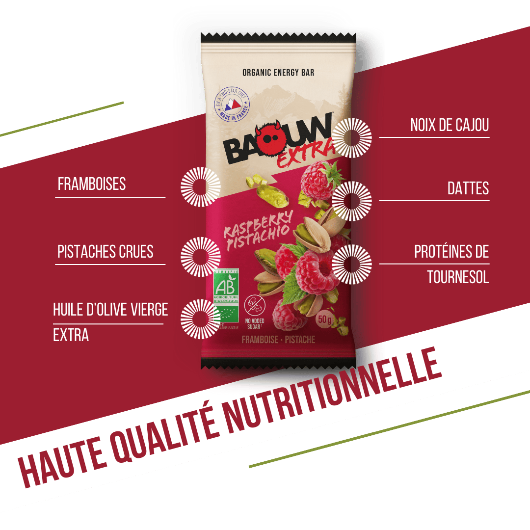 Energieriegel BAOUW BIO EXTRA Himbeer-Pistazie (50g)