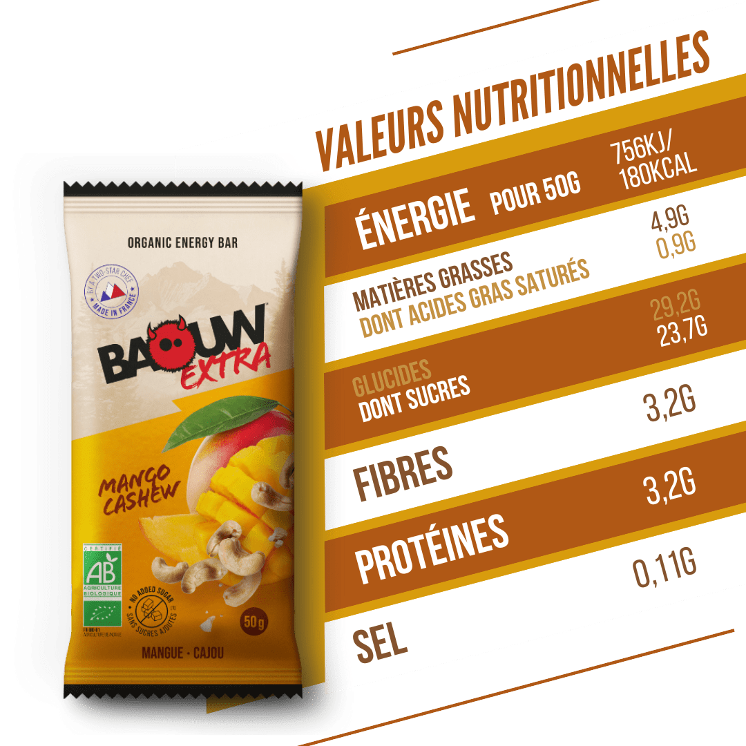 Energieriegel BAOUW BIO EXTRA Mango Cashew (50g)
