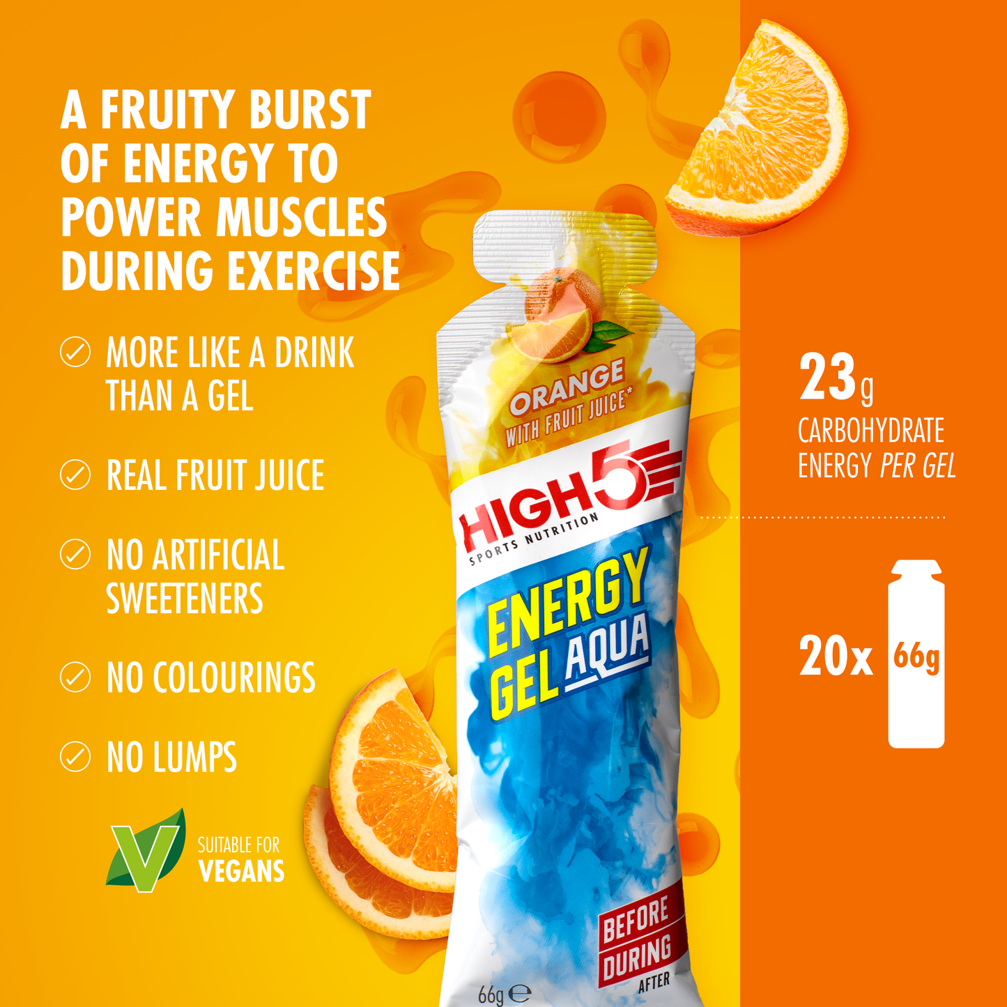Energie-Gel HIGH5 ENERGY GEL Aqua (66g) Orange
