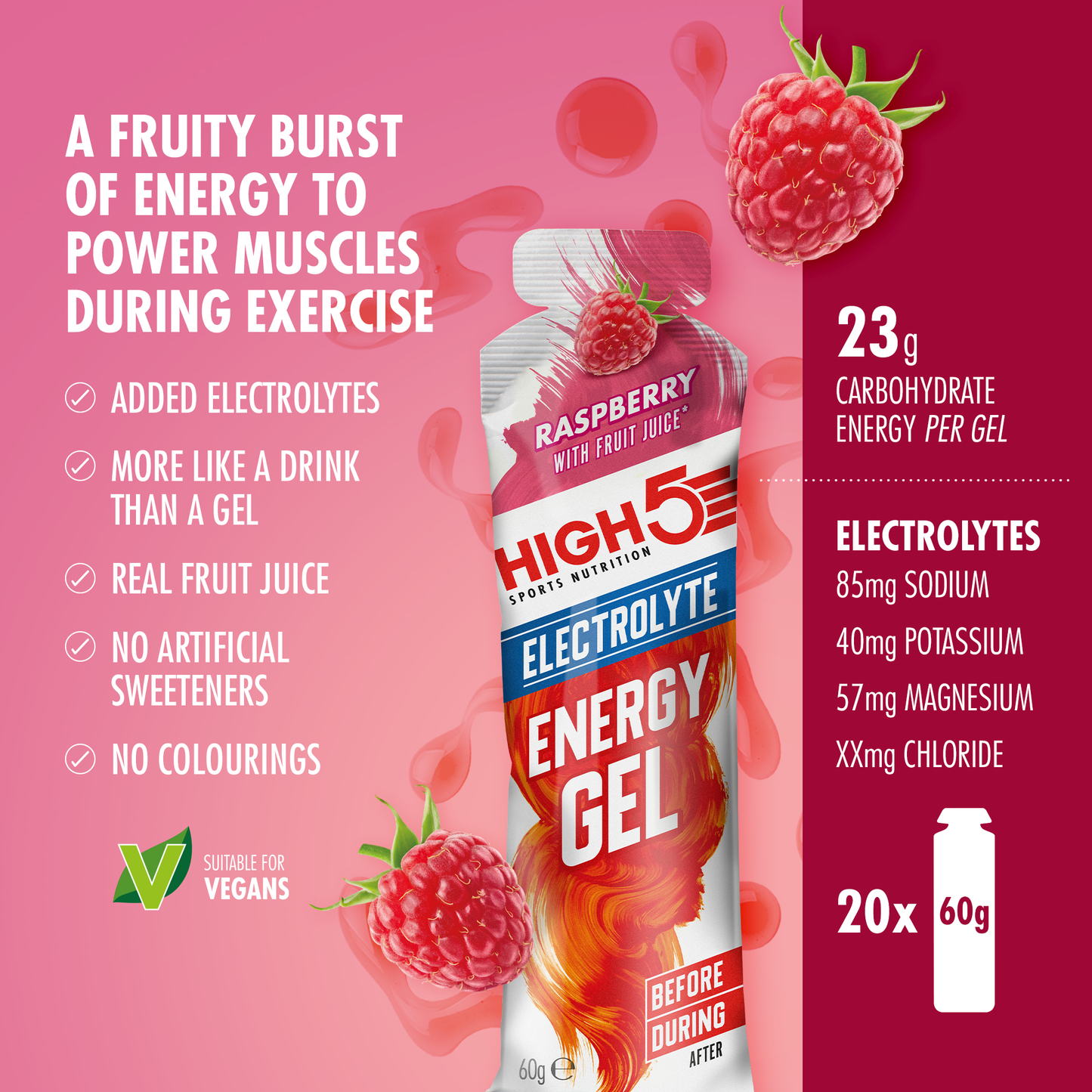 HIGH5 ENERGY ELECTROLYTE Energy Gel (60g) Himbeere