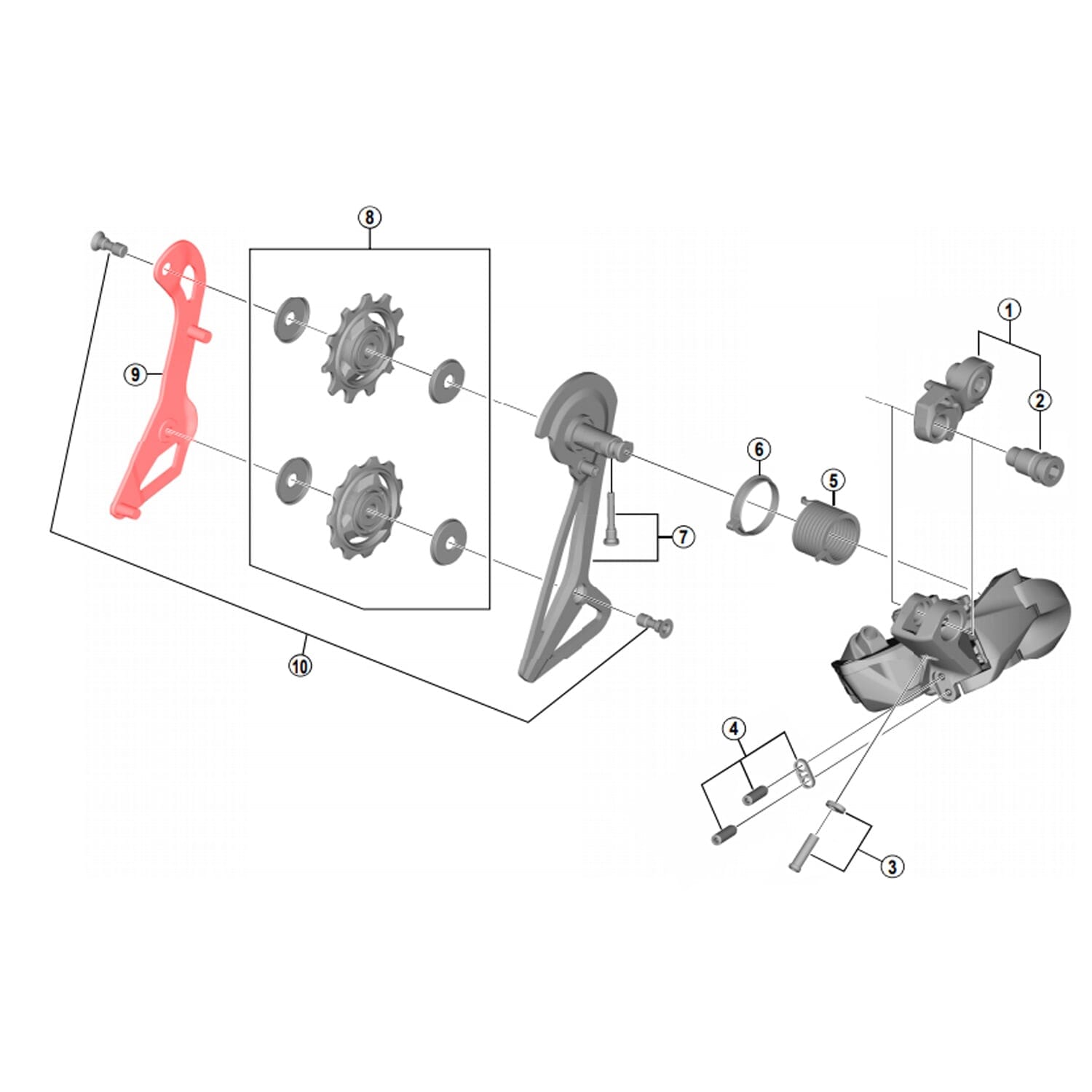 Chape de Dérailleur Arrière Interne Courte SHIMANO DURA-ACE Di2 RD-R9150-SS #Y5ZV98050