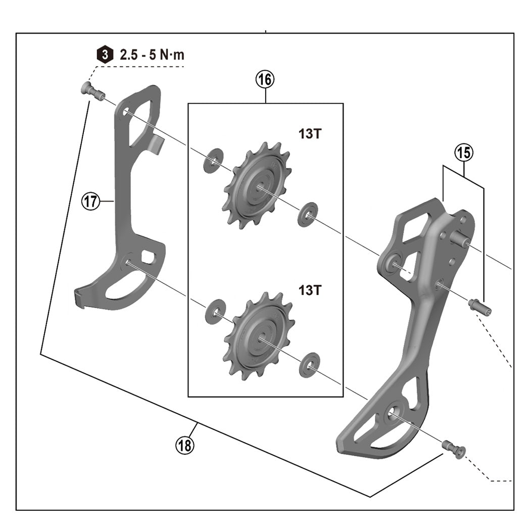 12V SHIMANO XTR RD-M9250 SGS Schaltwerksrollen hinten
