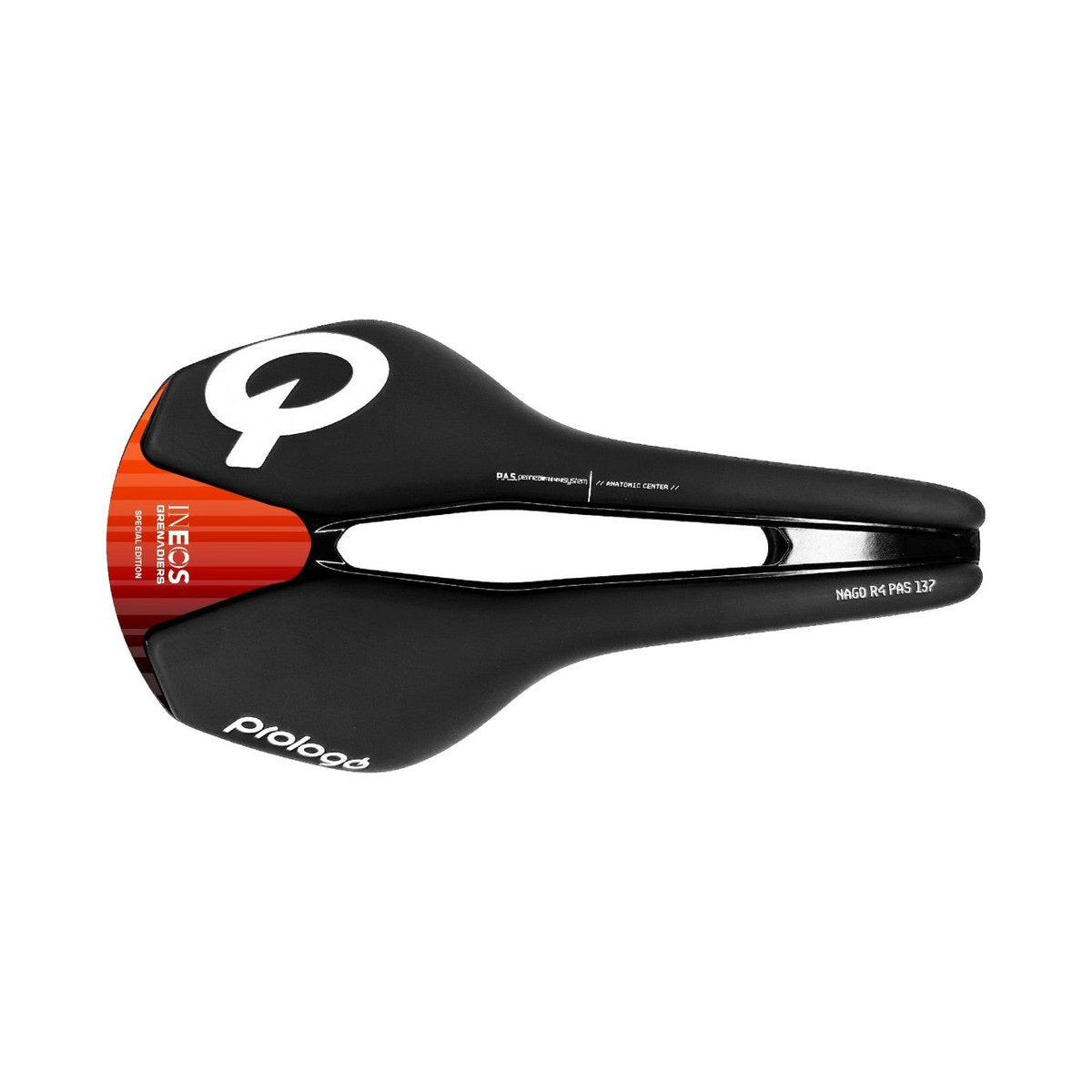 Sattel PROLOGO NAGO R4 PAS 137mm Schienen Tirox INEOS Schwarz/Rot