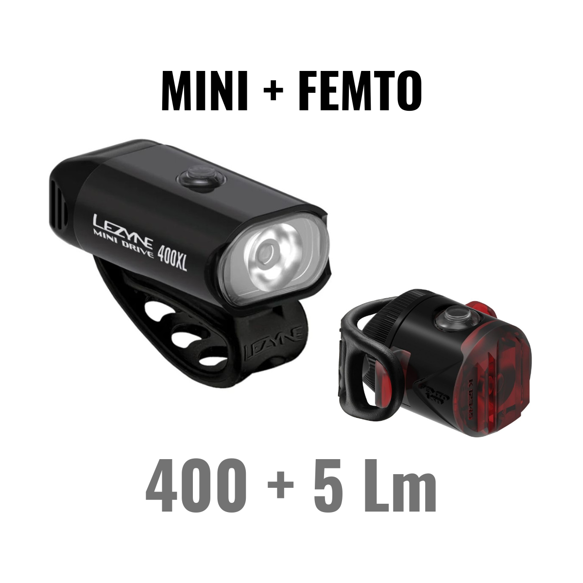 Beleuchtung vorne und hinten LEZYNE MINI DRIVE 400XL / FEMTO USB