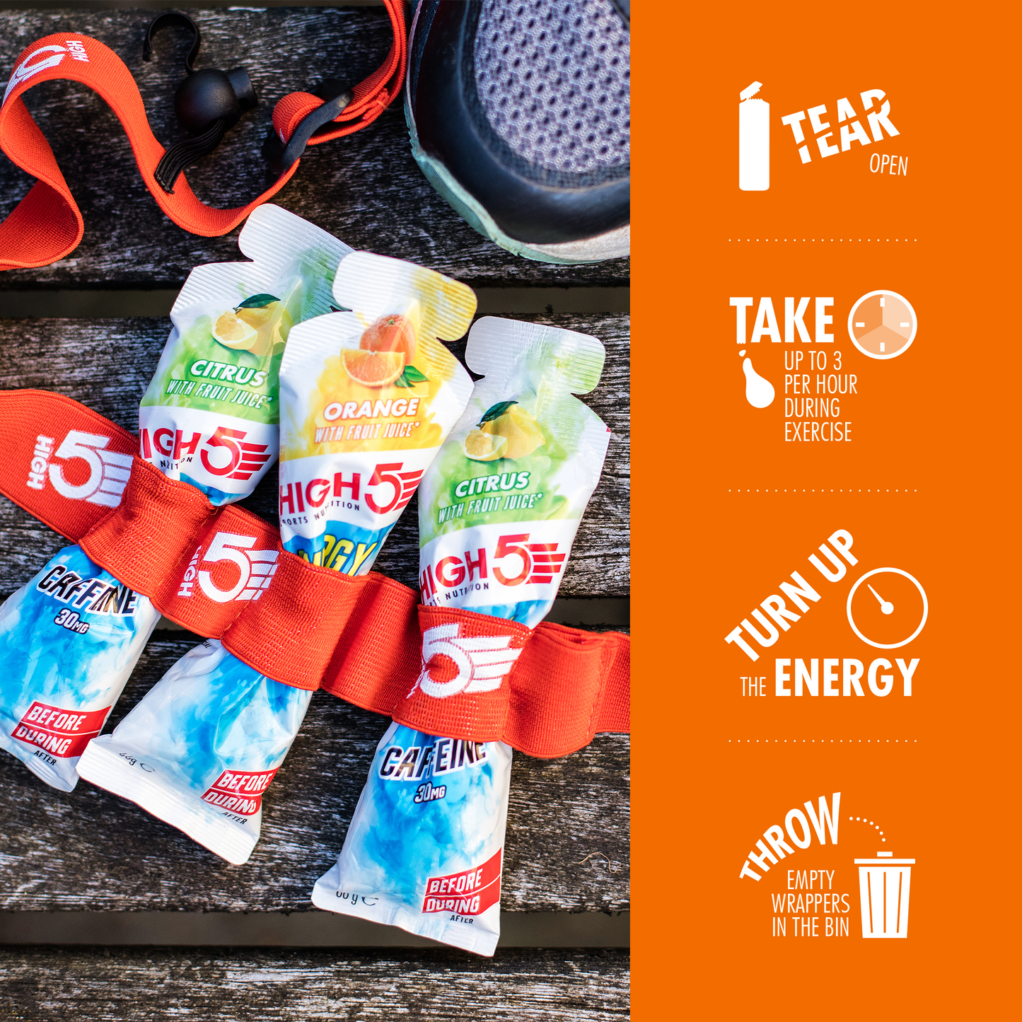Energie-Gel HIGH5 ENERGY GEL Aqua (66g) Orange