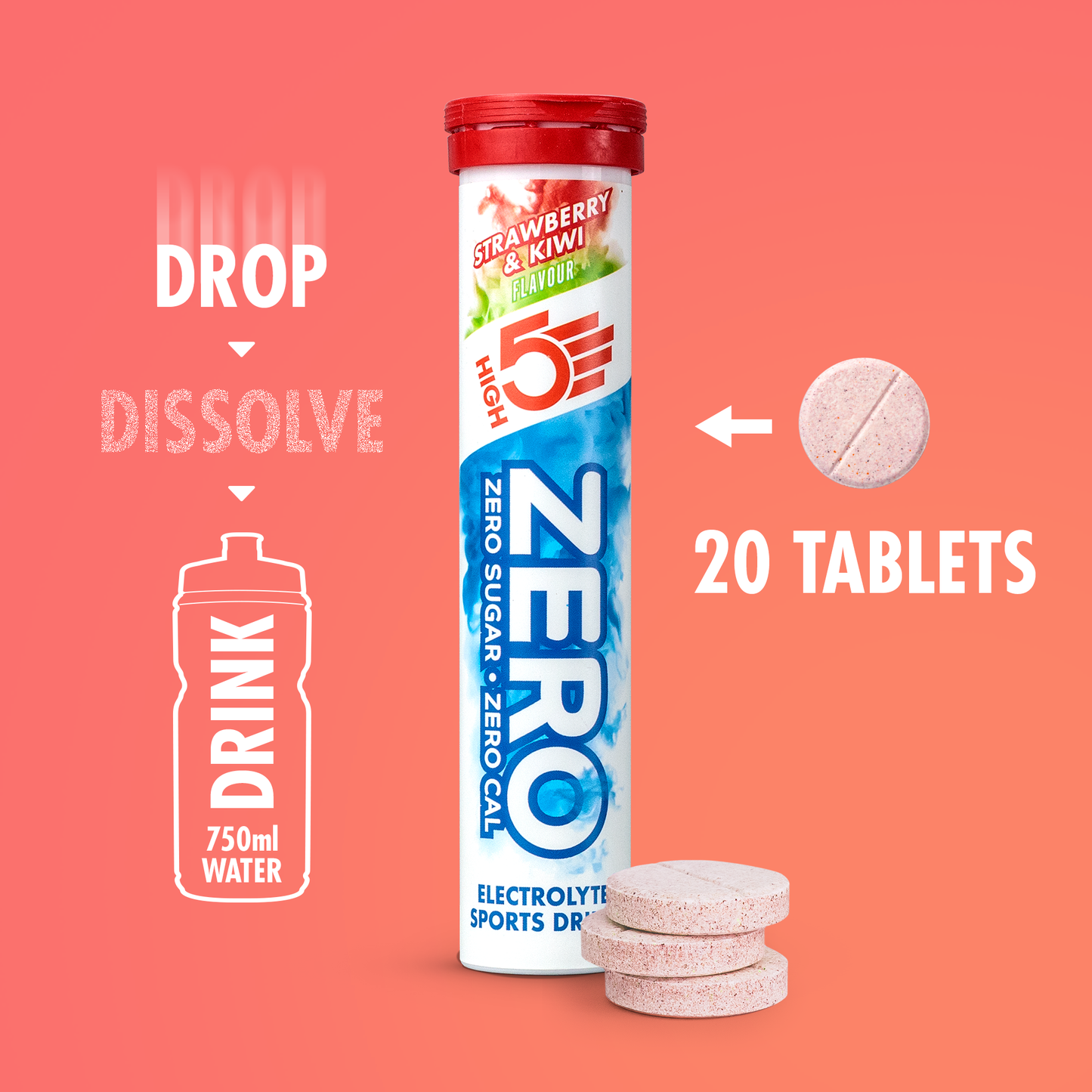 HIGH5 ZERO Elektrolyt-Hydratationstabletten (x20) Erdbeer-Kiwi