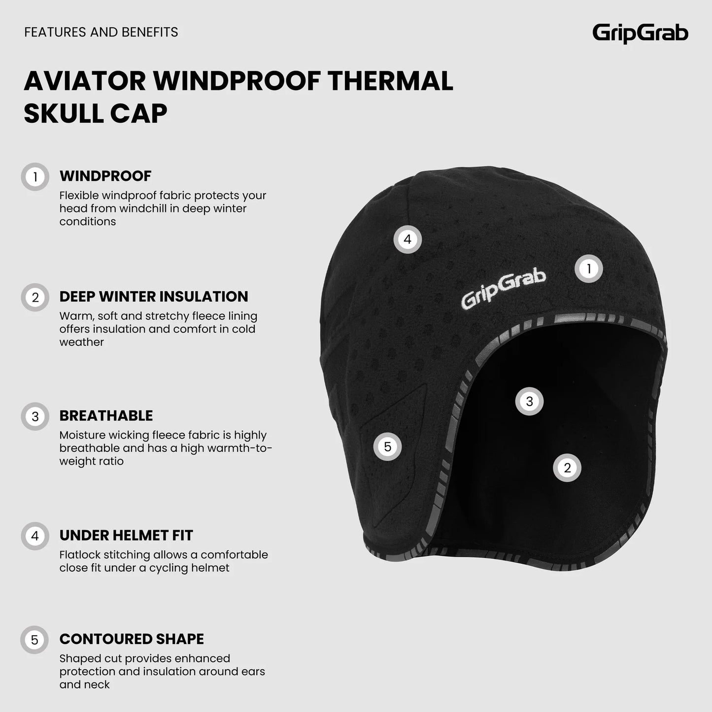 GRIPGRAB AVIATOR DEEPWINTER Mütze Schwarz