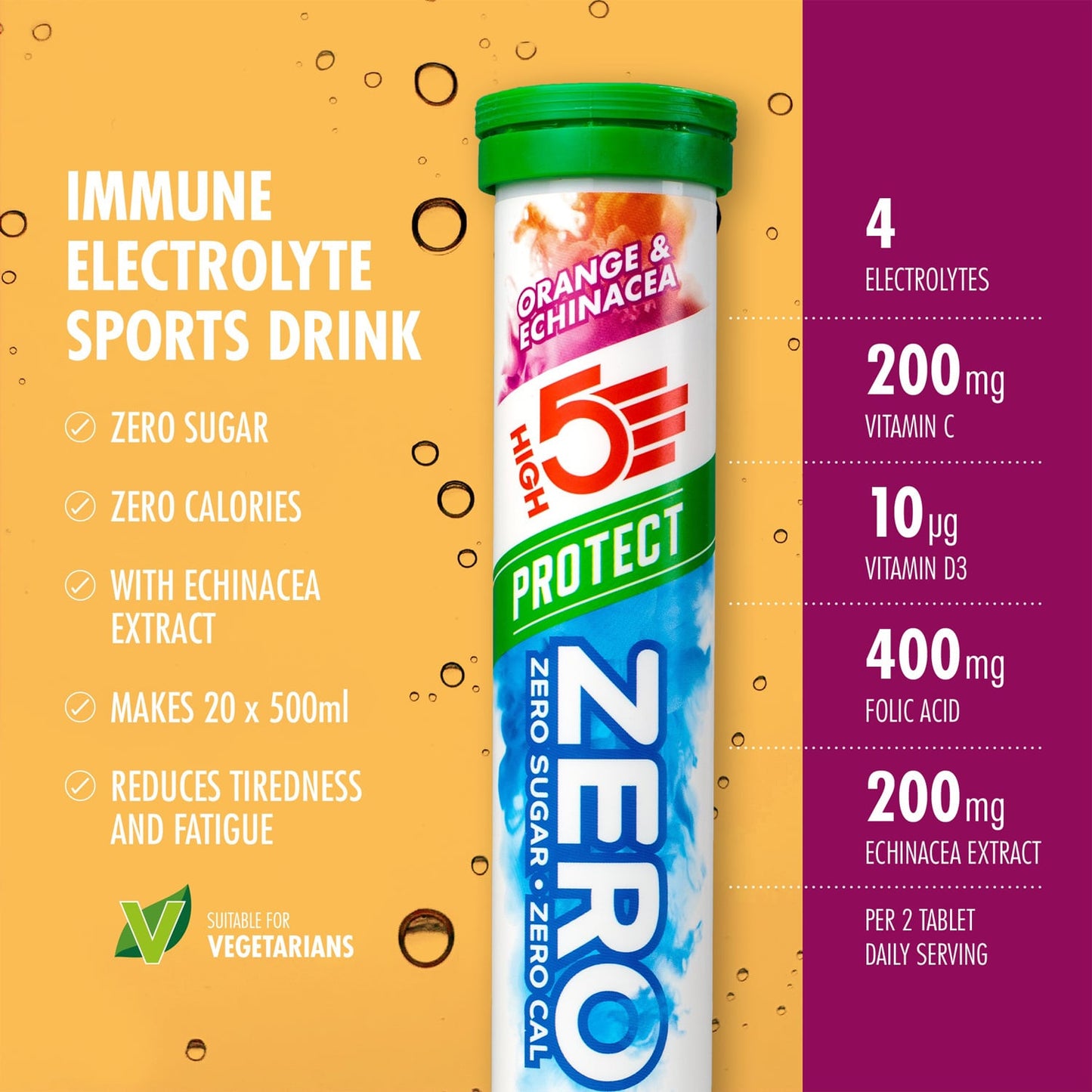Anticramp Getränk HIGH5 ZERO PROTECT 20er Tube Orange & Echinacea Pastillen