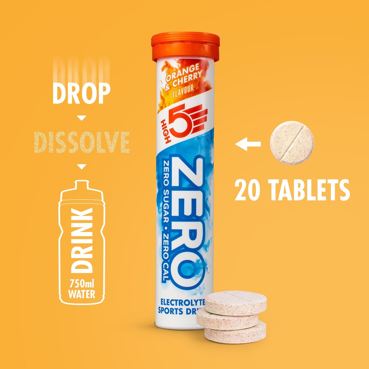 HIGH5 ZERO Elektrolyt-Hydratationstabletten (x20) Orange und Kirsche