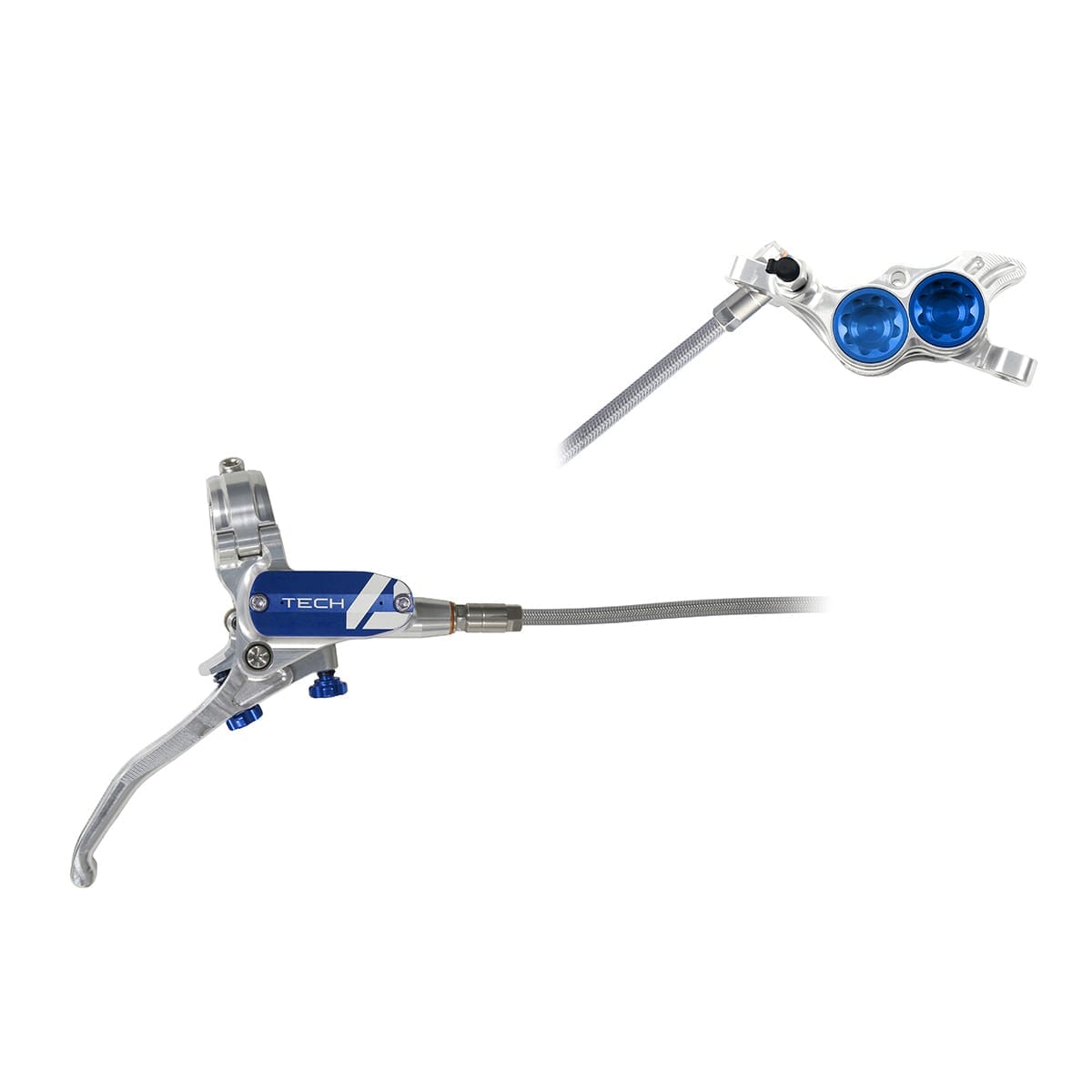 Paar Bremsen HOPE TECH 4 E4 Durite Aviation Silber/Blau