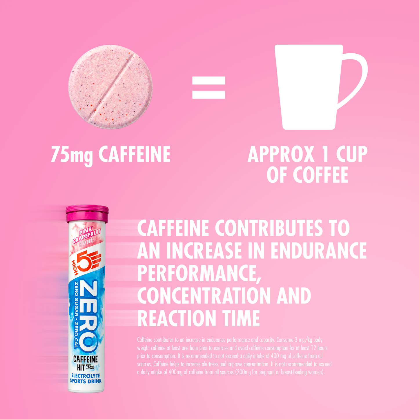 HIGH5 ZERO Caffeine (x20) Grapefruit Rosa Elektrolyt-Hydratationstabletten