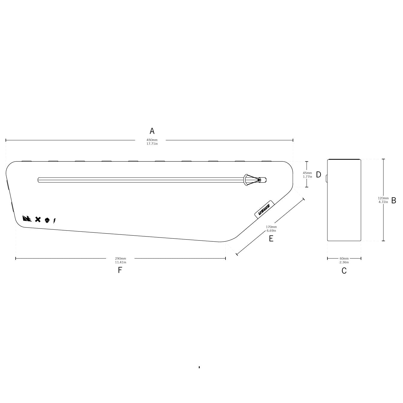 USWE FRAME TUBE LARGE 3.4 L Rahmentasche Schwarz