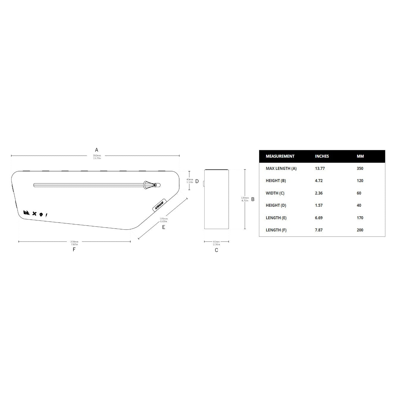 USWE FRAME TUBE LARGE 2.6 L Rahmentasche Schwarz