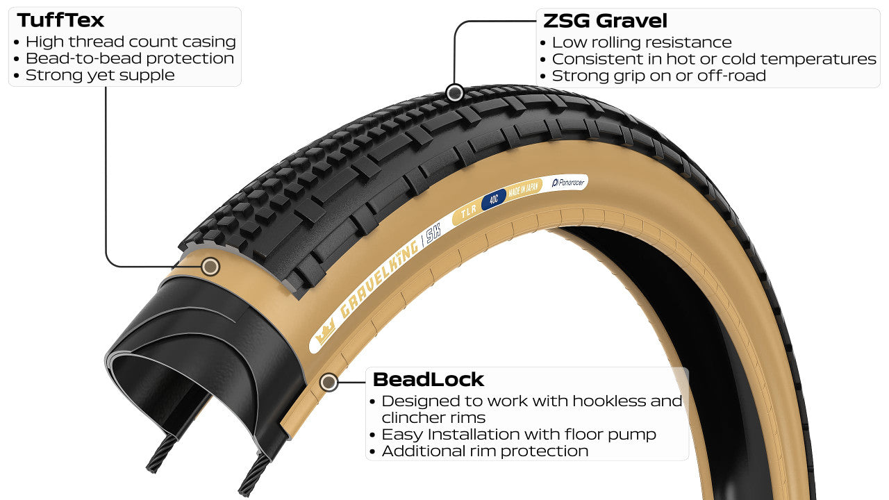 Reifen PANARACER GRAVELKING SK TLC 650x48B Tubeless Ready Beige