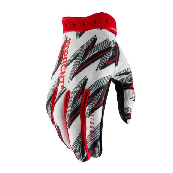 100% RIDEFIT Handschuhe Weiß/Rot