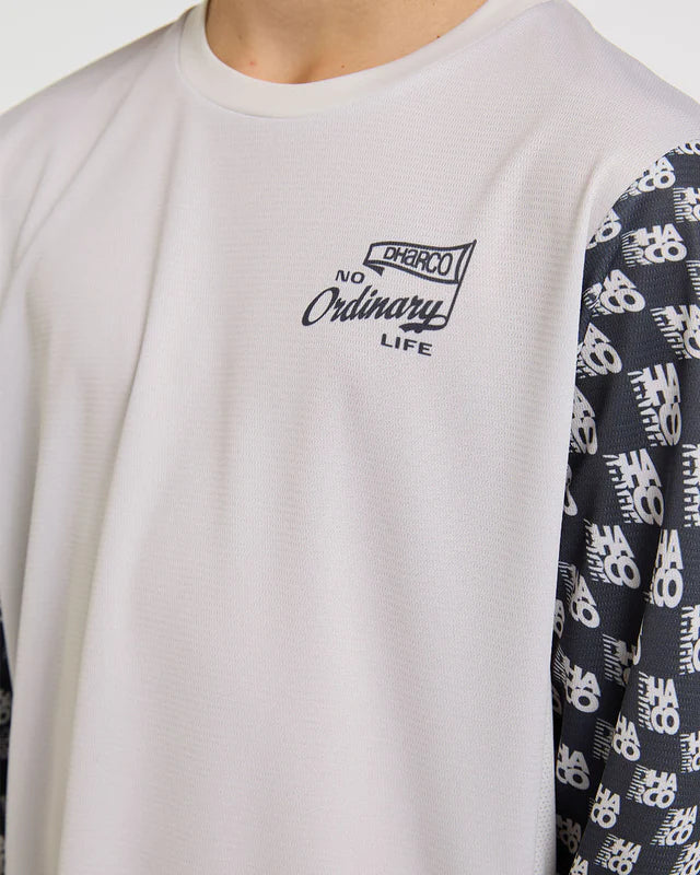 DHARCO GRAVITY OFFSET Junior Langarm Trikot Weiß/Schwarz