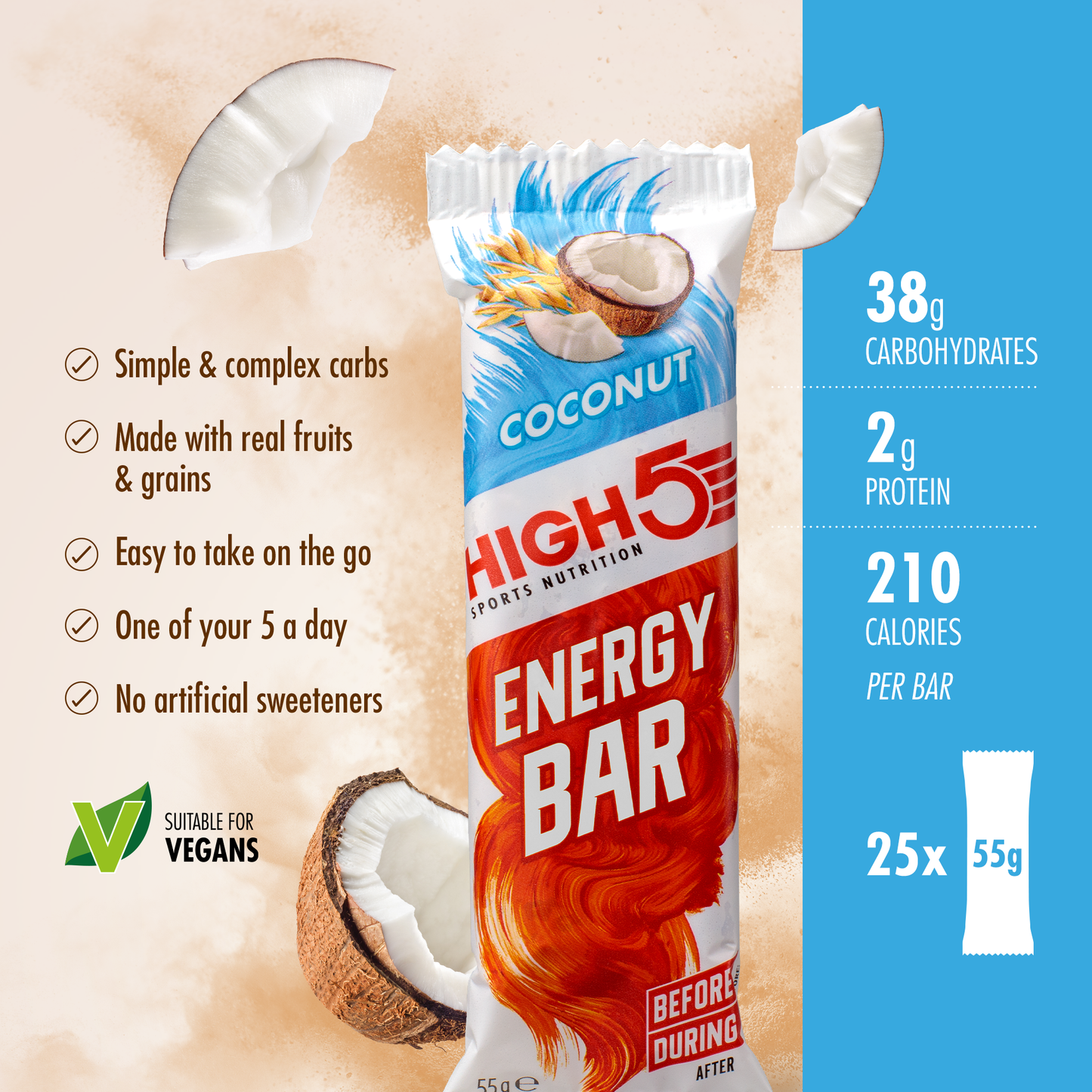 HIGH5 ENERGY BAR Energie-Riegel (55g) Kokosnuss