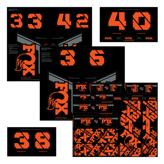 FOX Gabel und Stoßdämpfer Orange Factory Stickers Kit