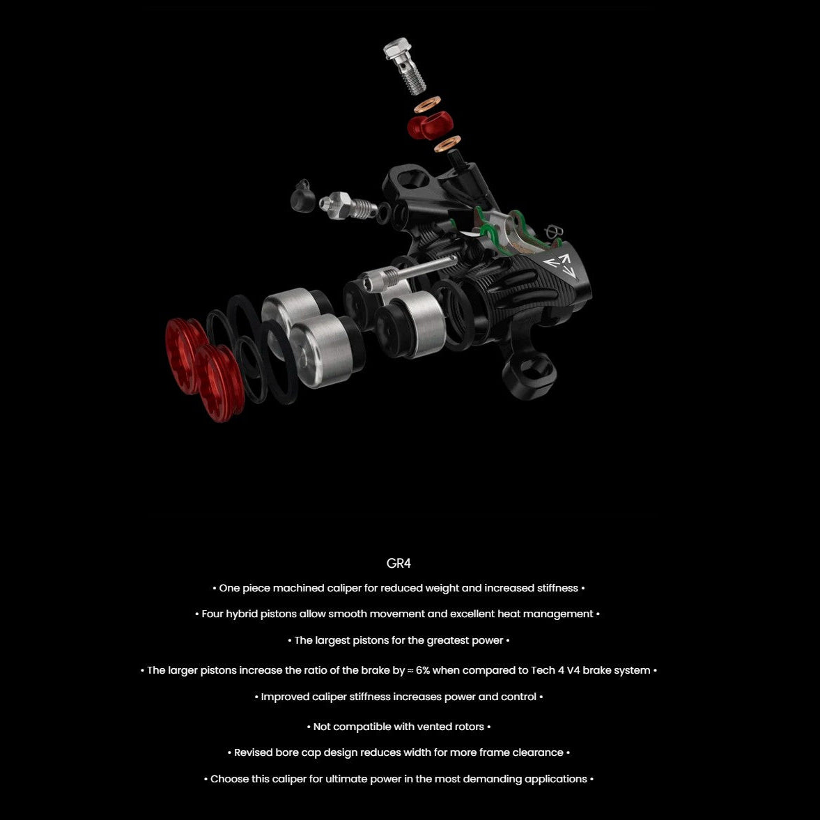 Bremse Hinten HOPE TECH 4 EVO GR4 Schwarz/Rot