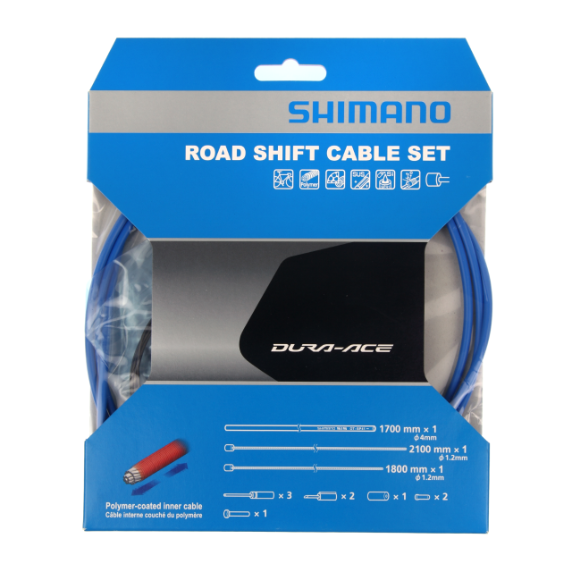 SHIMANO DURA-ACE 9000 Polymer Umwerfer Kabel- und Hüllen-Set Blau