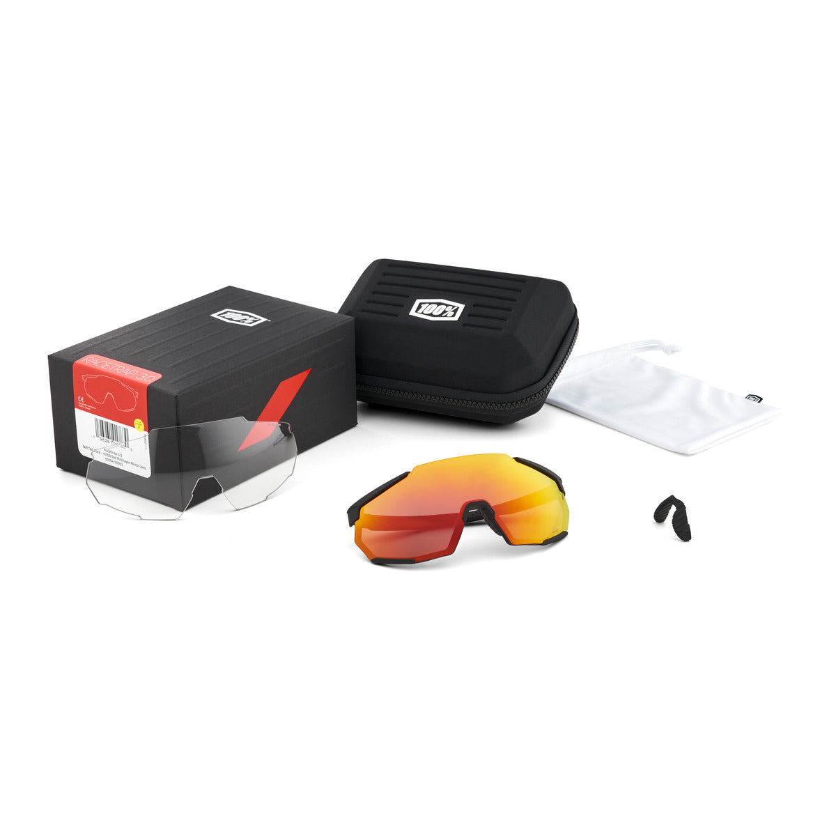 100% RACETRAP 3.0 Soft Tact Schwarz Hiper Multilayer Spiegel Brille Rot