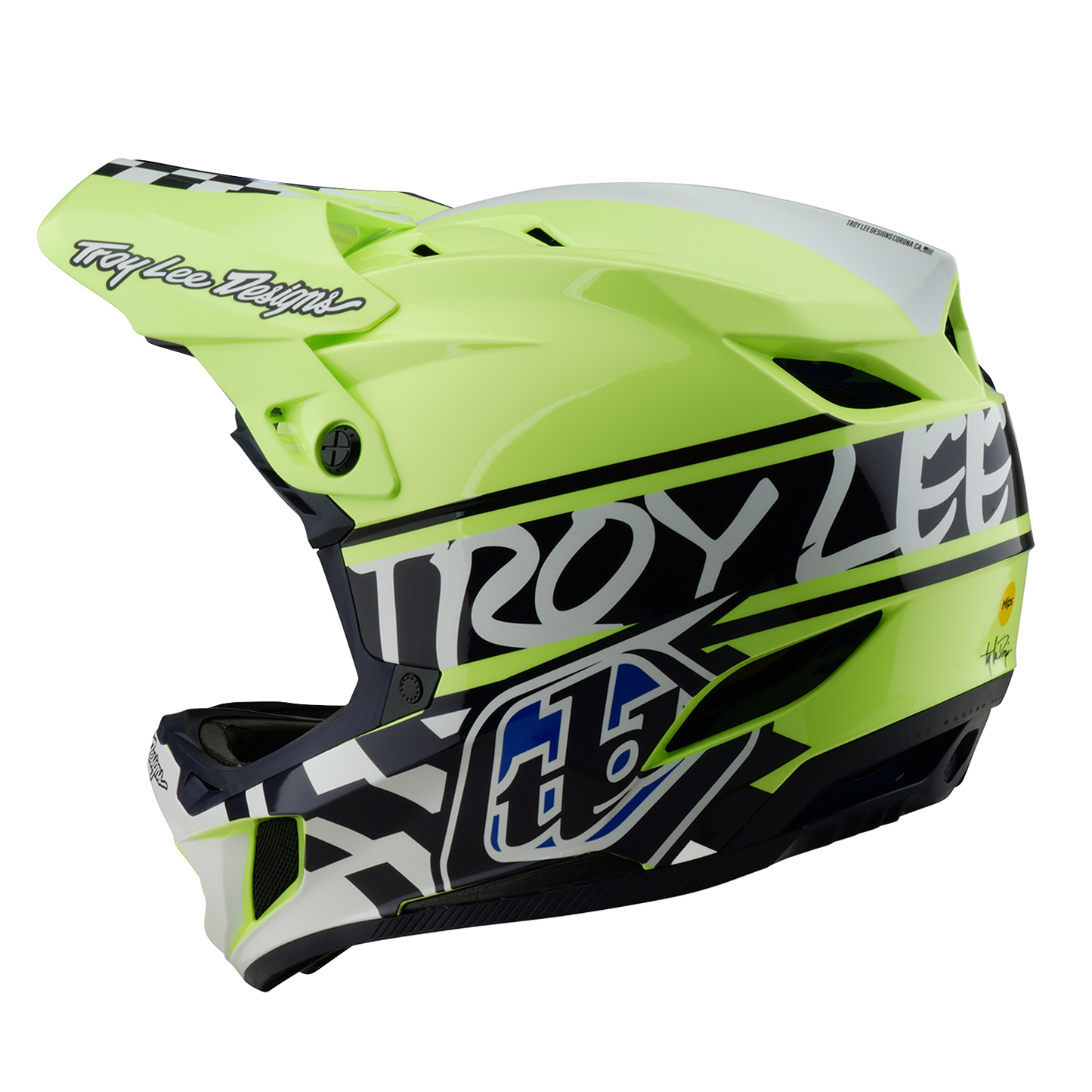 Mountainbike-Helm TROY LEE DESIGNS D4 POLYACRYLITE MIPS FIFTY 50 Gelb/Blau