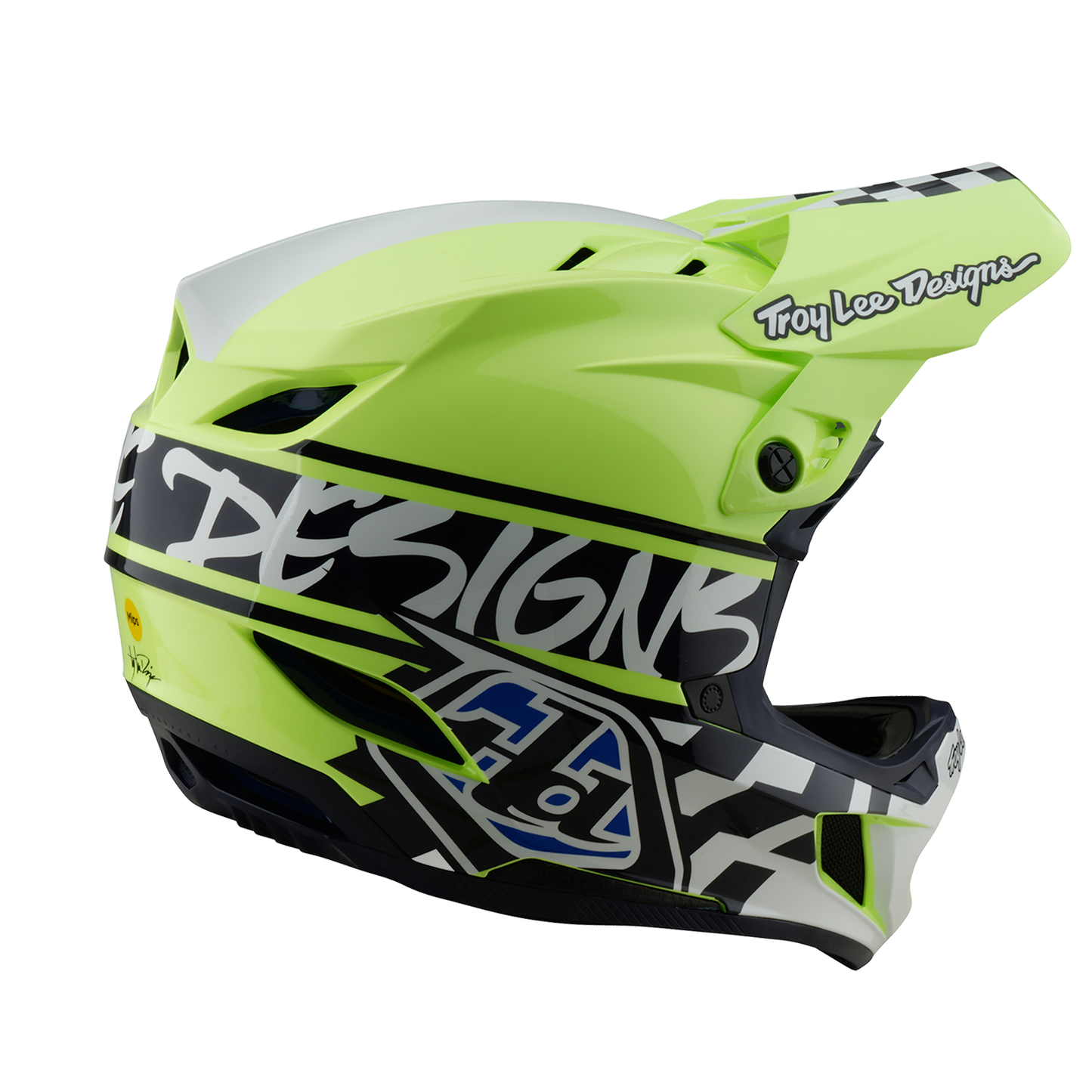 Mountainbike-Helm TROY LEE DESIGNS D4 POLYACRYLITE MIPS FIFTY 50 Gelb/Blau