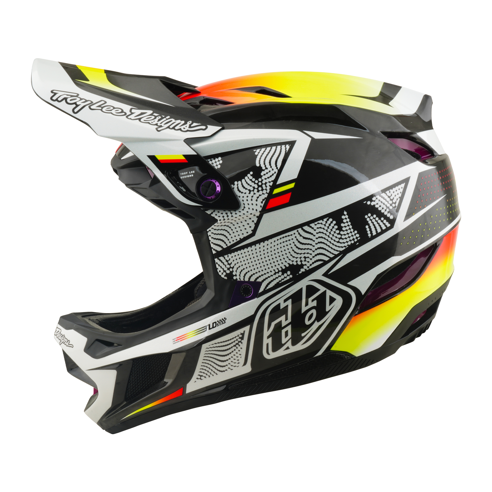 MTB-Helm TROY LEE DESIGNS D4 CARBON MIPS Lined Up Schwarz/Gelb – Probikeshop
