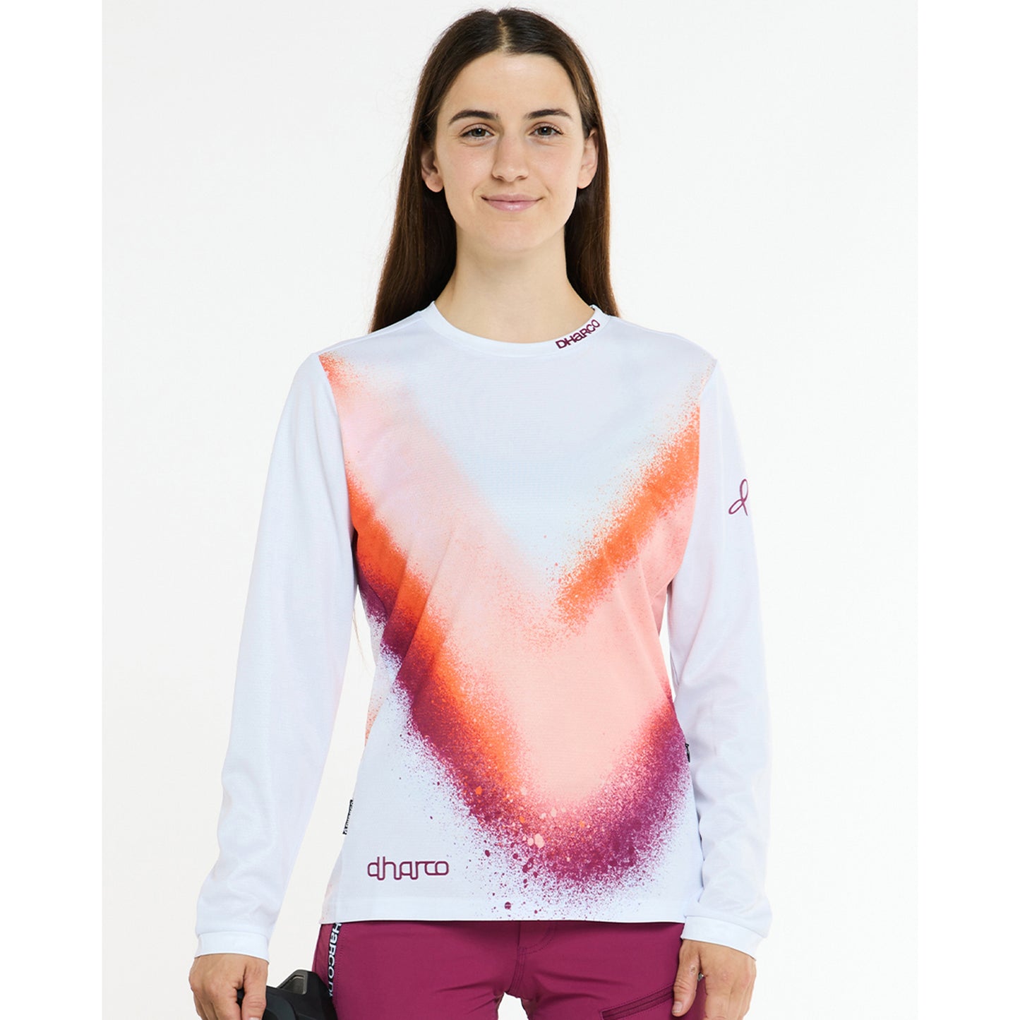 DHARCO GRAVITY FIREBIRD Damen Langarm Trikot Weiß/Orange
