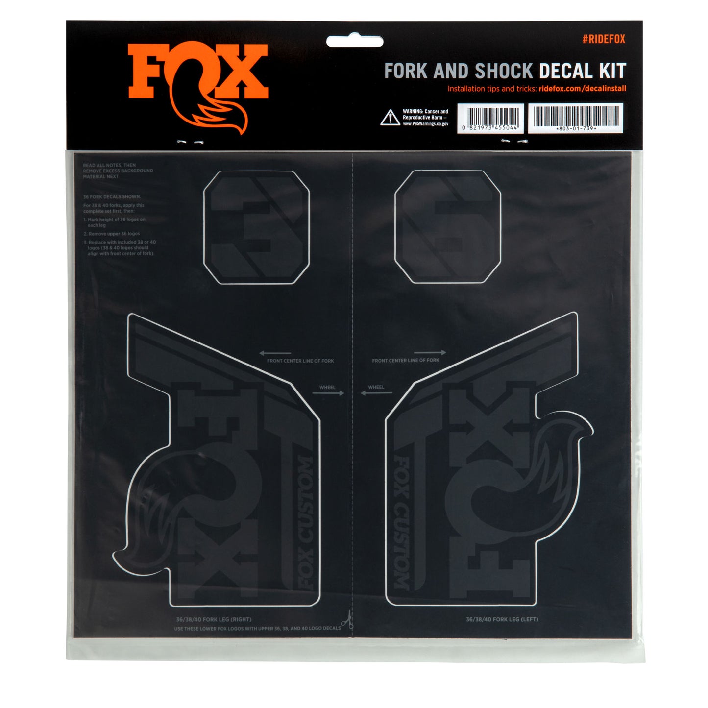 FOX Aufkleber-Set für Gabel und Stoßdämpfer Schwarz