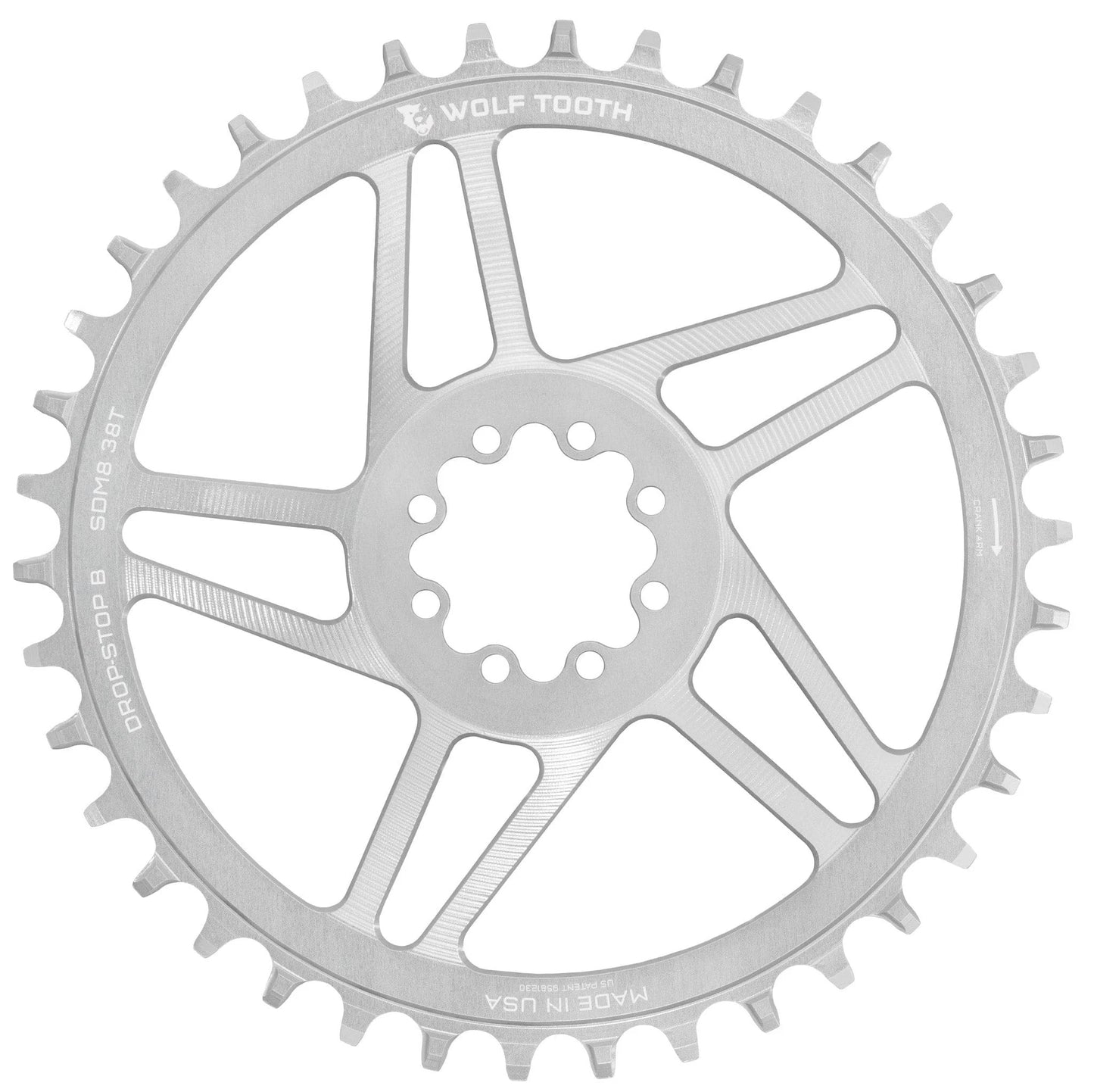 Kettenblatt Mono WOLF TOOTH GRAVEL Direct Mount SRAM 8 Loch Raw Silver