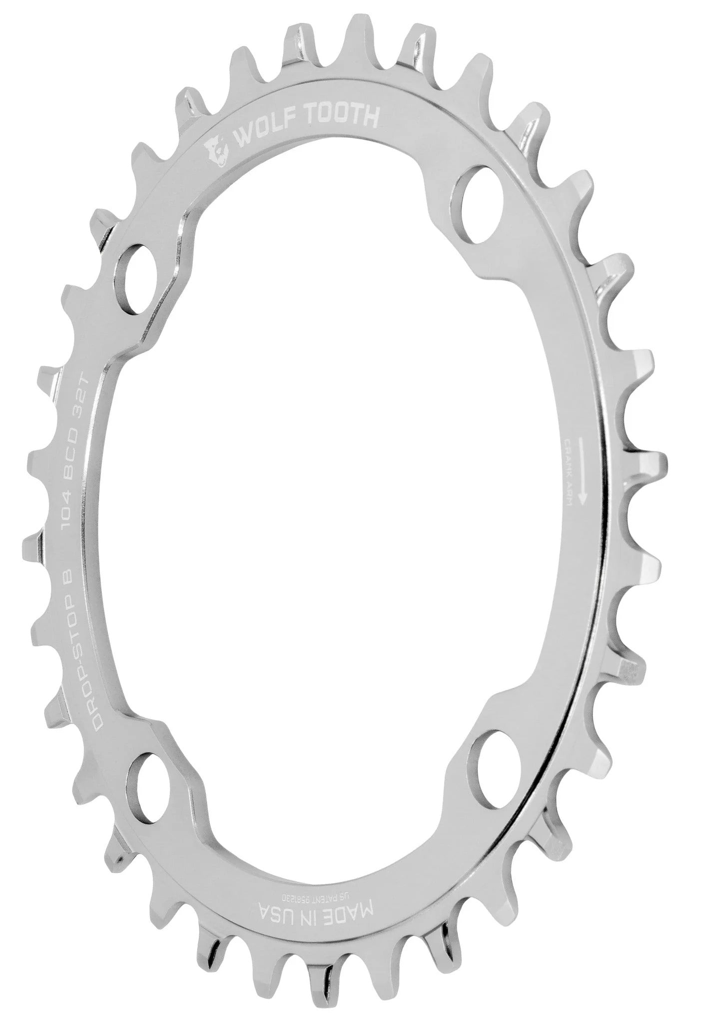 Mono-Platte WOLF TOOTH DROP-STOP B 104mm Raw Silver