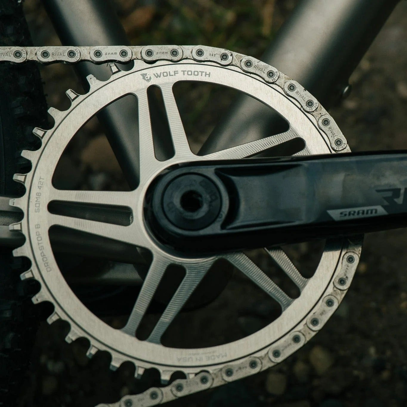 Kettenblatt Mono WOLF TOOTH GRAVEL Direct Mount SRAM 8 Loch Raw Silver