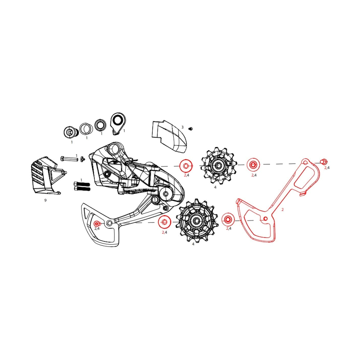 Inneres Schaltkäfigblech für SRAM SX/NX Eagle / GX Eagle AXS — Originalabbildung vor weißem Hintergrund