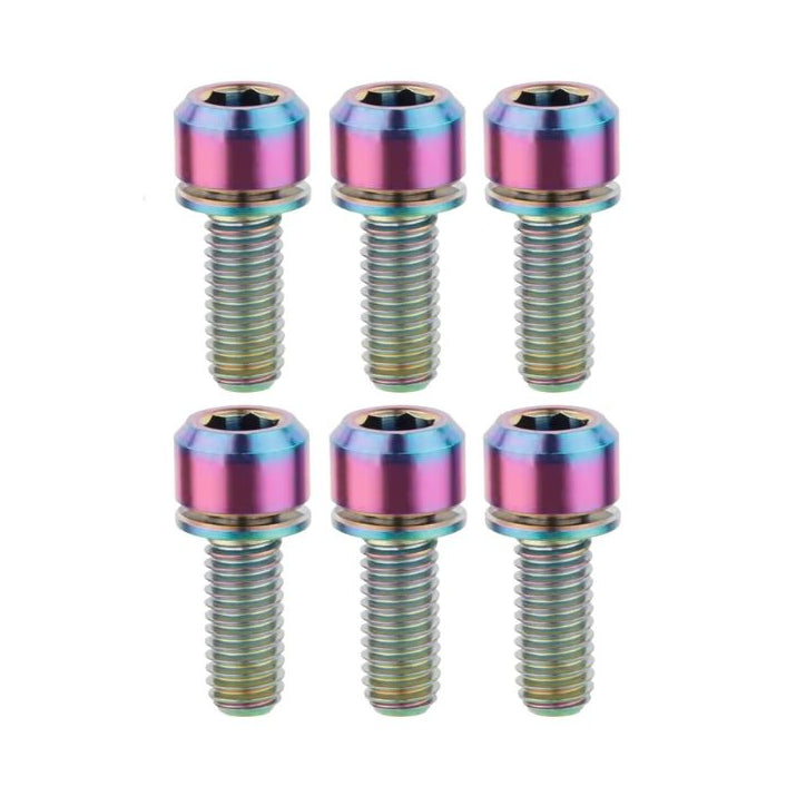 Set mit 6 Titanschrauben für TITLE ST1 / ST2, Oil Slick — Hauptansicht auf weißem Hintergrund