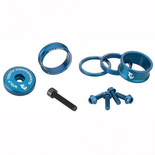 WOLFTOOTH BLING KIT Blau Abstandshalter, Vorbaukappe und Schrauben