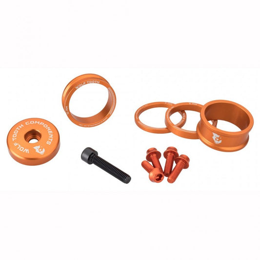 WOLFTOOTH BLING KIT Orange Abstandshalter, Vorbaukappe und Schraube