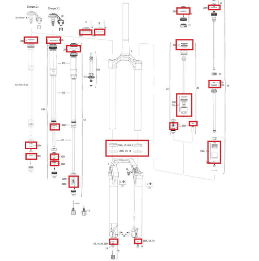 Kit Wartung 200 h/Jahr ROCKSHOX ZEB BASE/SELECT/SELECT+/ULTIMATE (2021+) GEN A1-A3