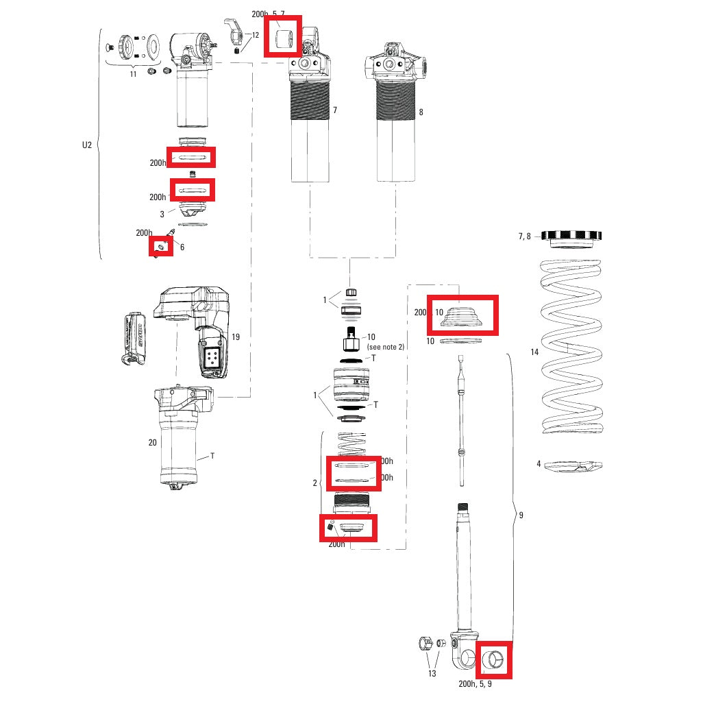 Service Kit 200 Stunden / 1 Jahr ROCKSHOX VIVID COIL C1+ (2025+)