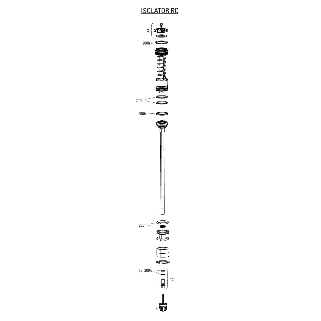 Kolben Upgrade Kit für ROCKSHOX Gabel Damper Isolator RC 3 Positionen DOMAIN 38MM C1+ (2025+)
